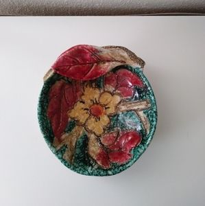 Italian Art Pottery handcrafted floral 3D bowl